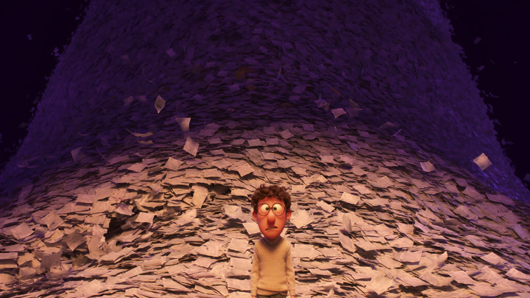 a recruiter buried under a pile of paper CVs